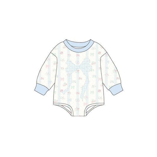 Toddle baby girls blue bow romper wholesale factory price