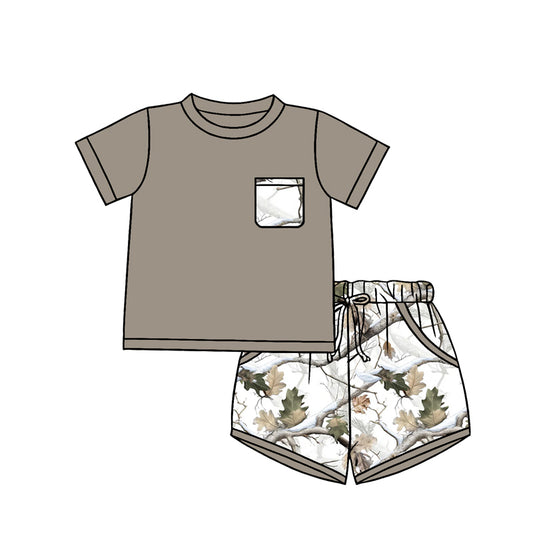 Camo pocket top matching shorts kids summer wholesale factory outfit