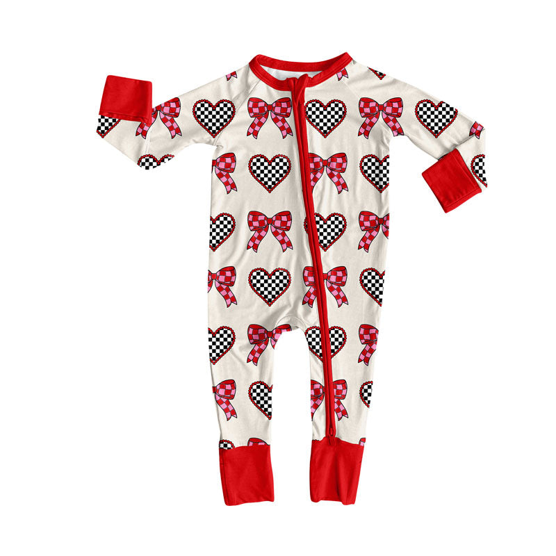 toddle baby Valentines xoxo long sleeve zip romper wholesale factory price
