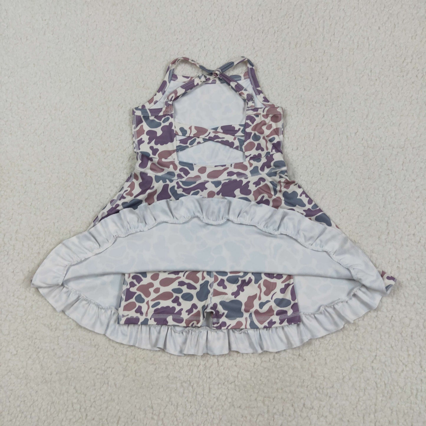 Baby girls grey camo design active wear athletic summer yoga skirt dress