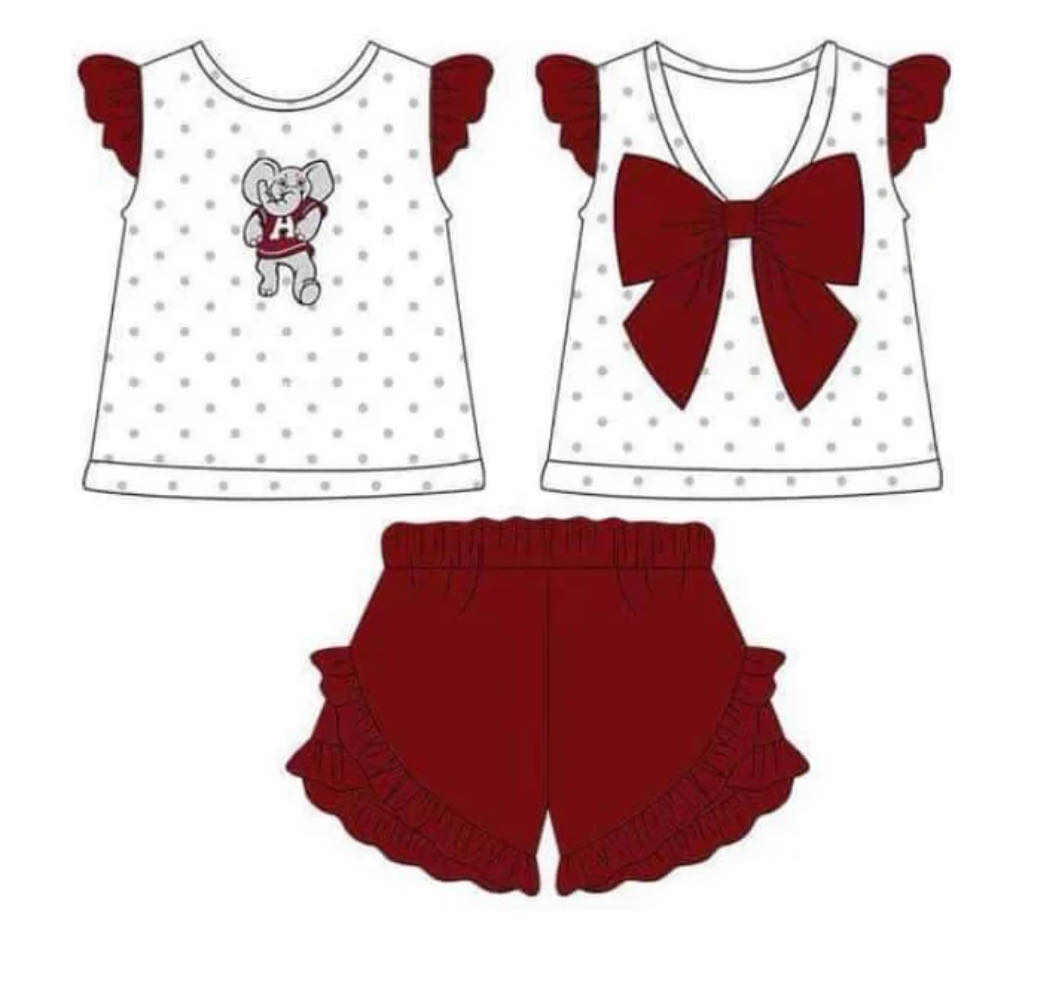 baby girl elephant college team design outfit