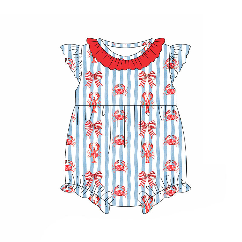 Crawfish design kids short sleeve boutique romper