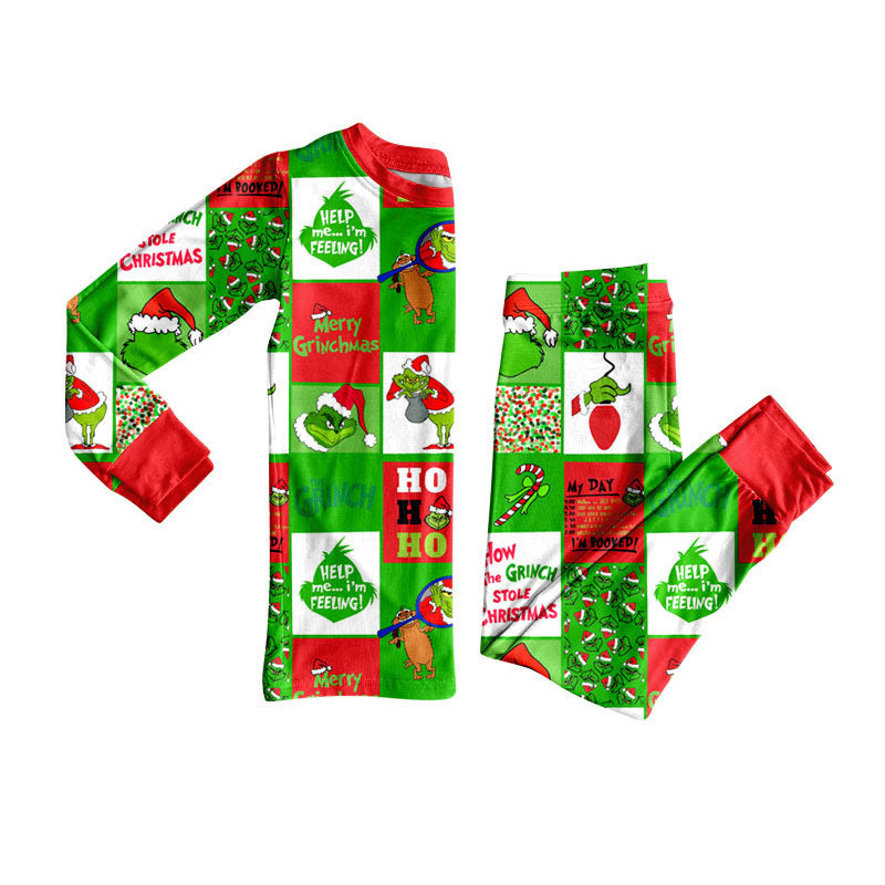 Christmas design kids long sleeve pajama set wholesal factory price