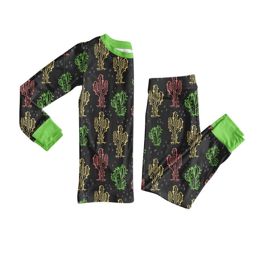 Western cactus design kids pajama set wholesal factory price