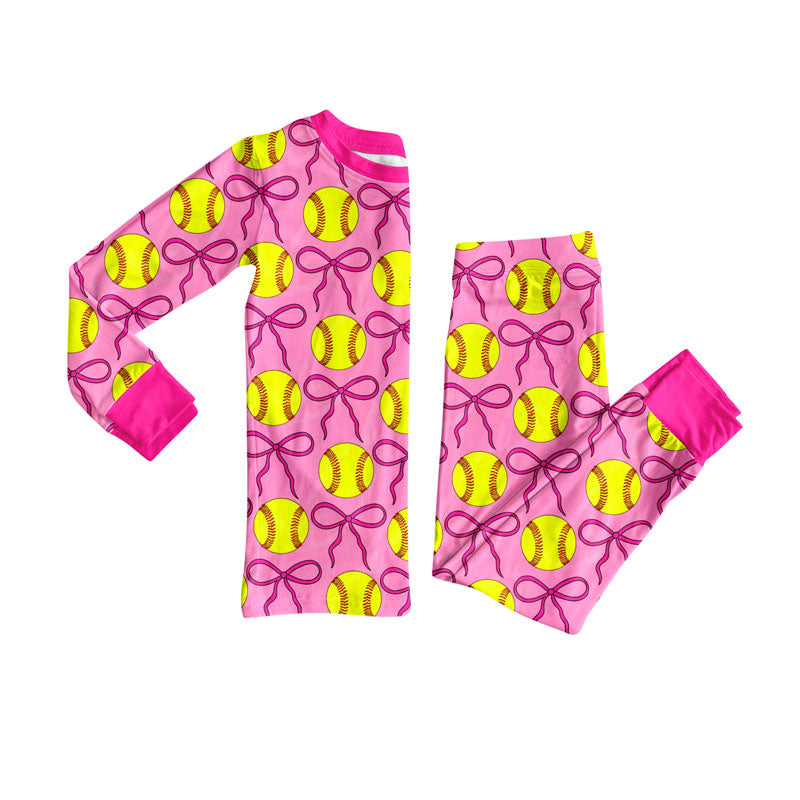 Softball kids long sleeve pajama set wholesal factory price