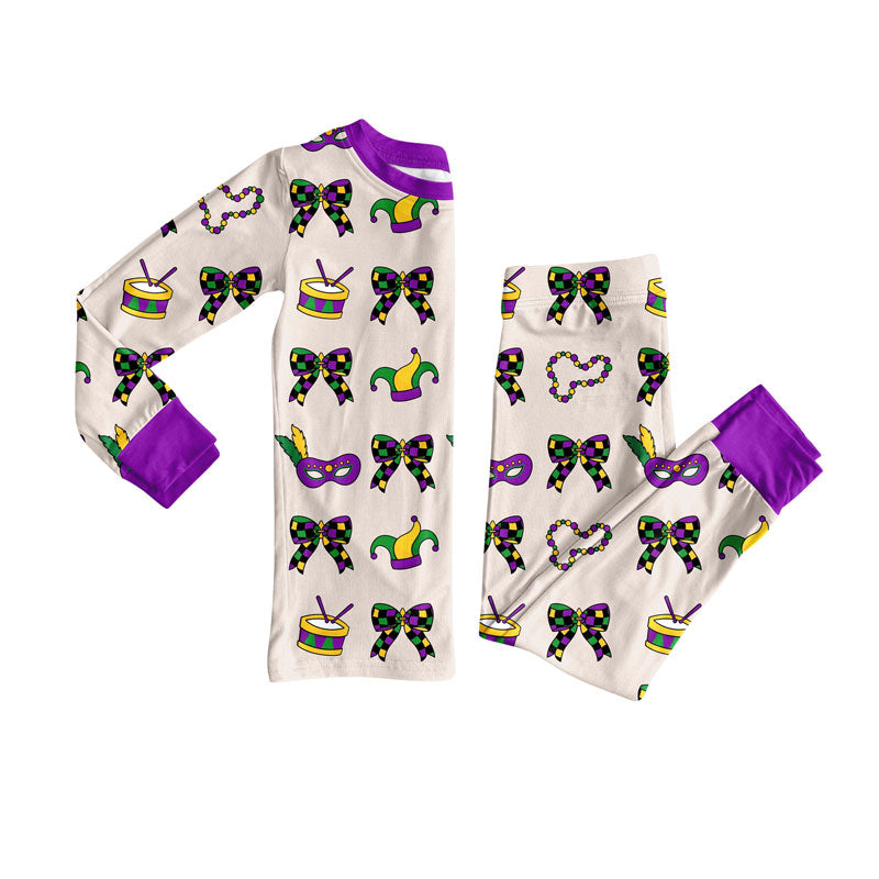 Mardi Gras kids long sleeve pajama set wholesal factory price