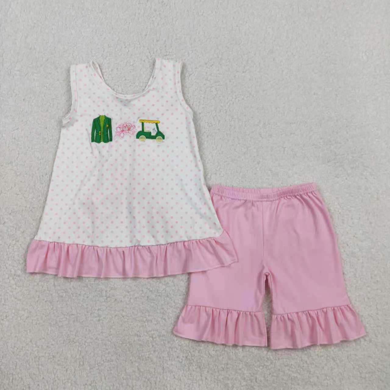 Embroidery Golf top matching shorts boy summer outfit