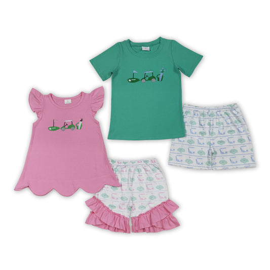 Golf design kids girls summer short set