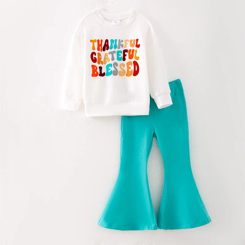 Kids girls long sleeve Thanksgiving holiday matching set