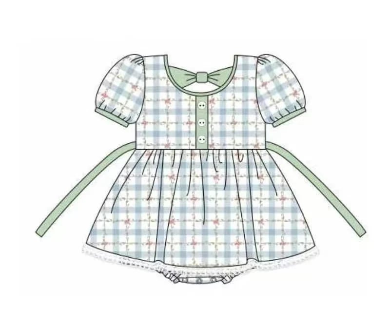 Toddle kids boy plaid design short sleeve romper