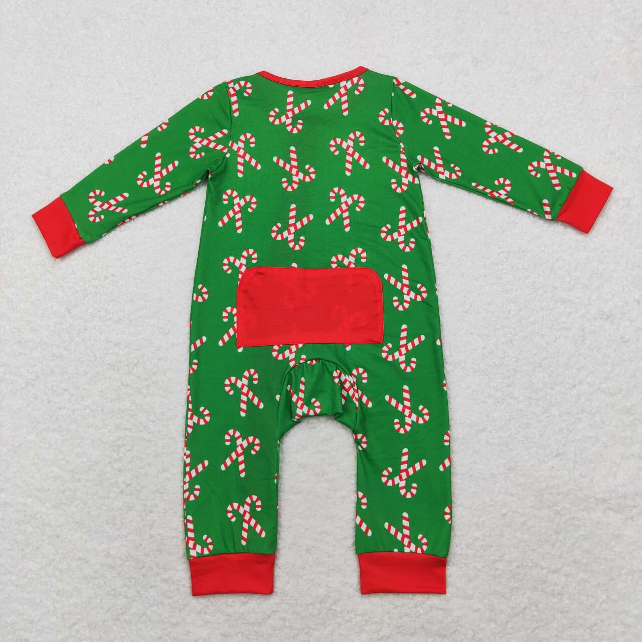 toddle baby boy christmas candy cane long sleeve bamboo zip romper