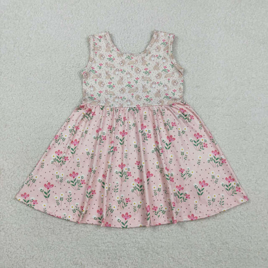 Easter bunny floral design girls summer dress
