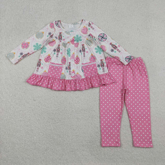 Christmas solider design girls long sleeve matching outfit