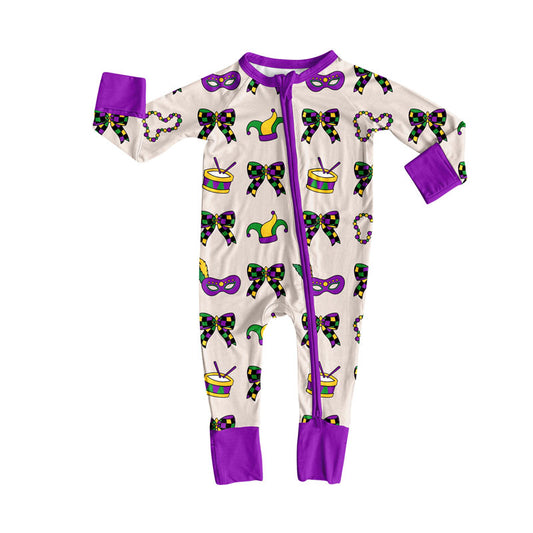 Mardi Gras toddle baby  long sleeve romper