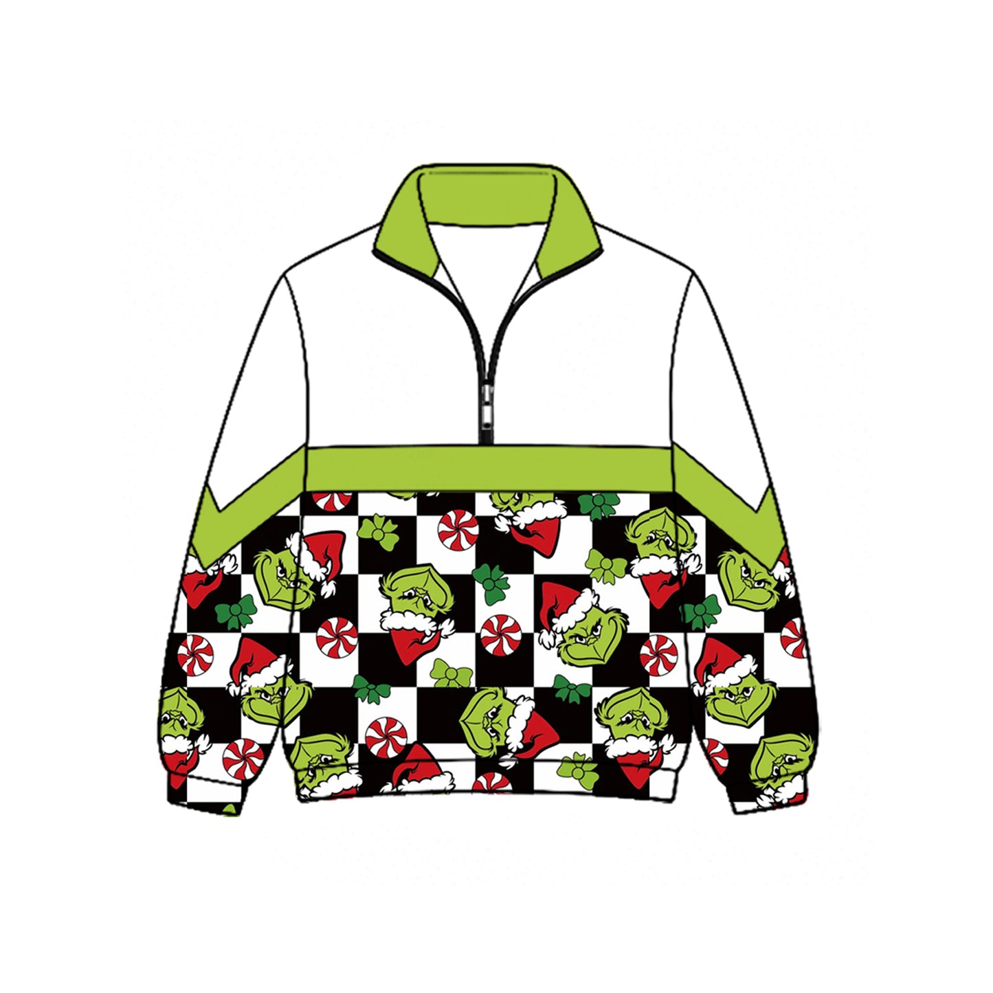 Christmas green face kids boy long sleeve pullover top preorder