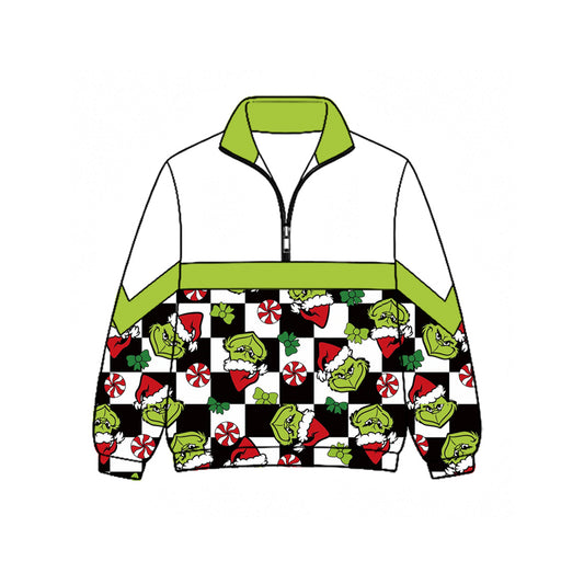 Christmas green face kids boy long sleeve pullover top preorder