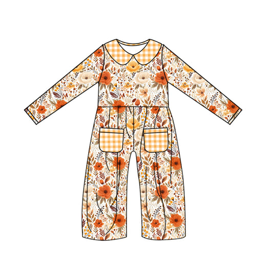 wholesale baby kids floral wide leg pocket jumpsuit