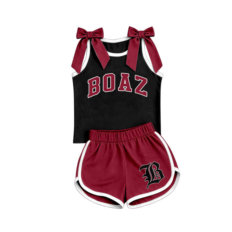 Custom team bow top matching shorts girls summer outfit