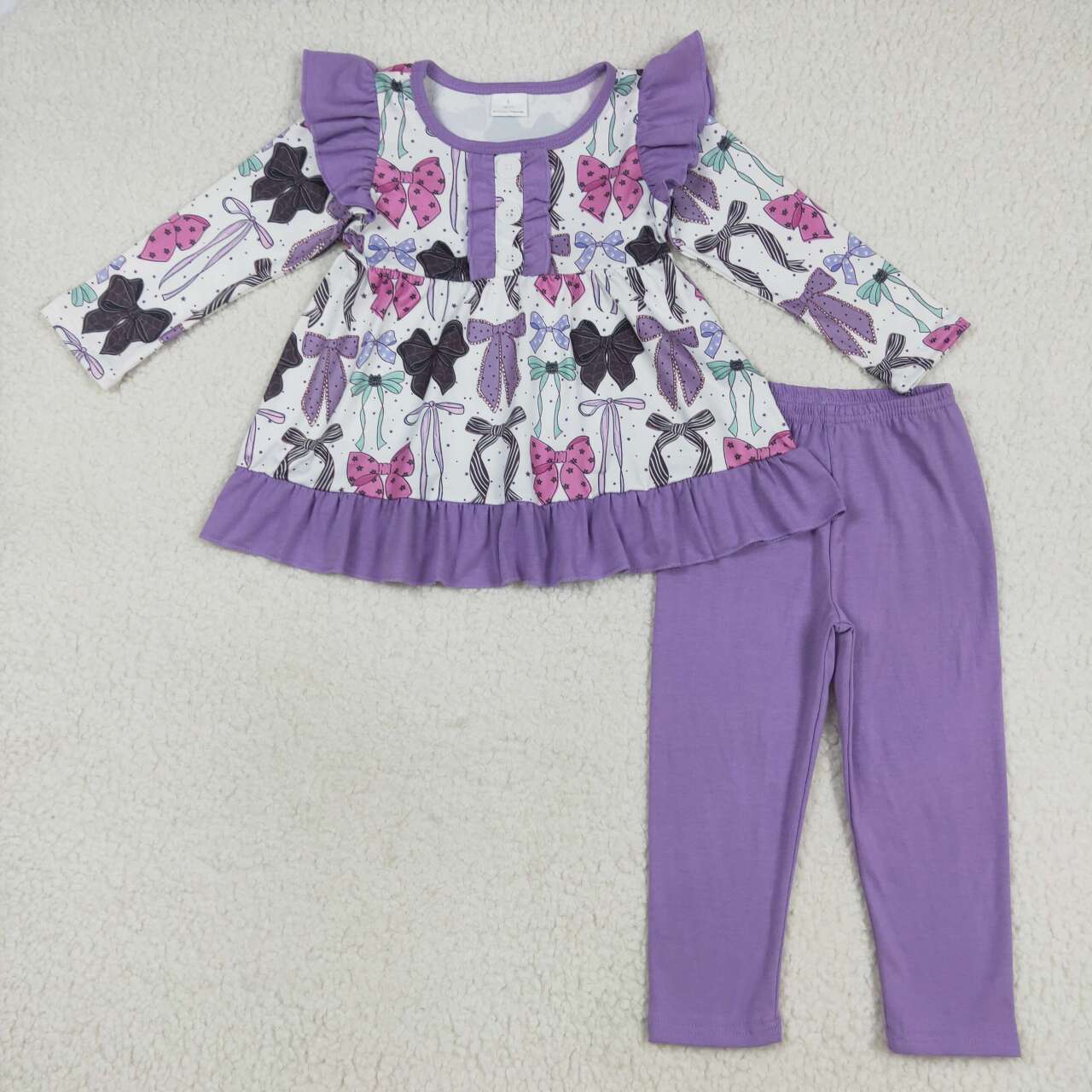 Toddle girls Halloween colorful bow tunic top matching pants fall winter clothes