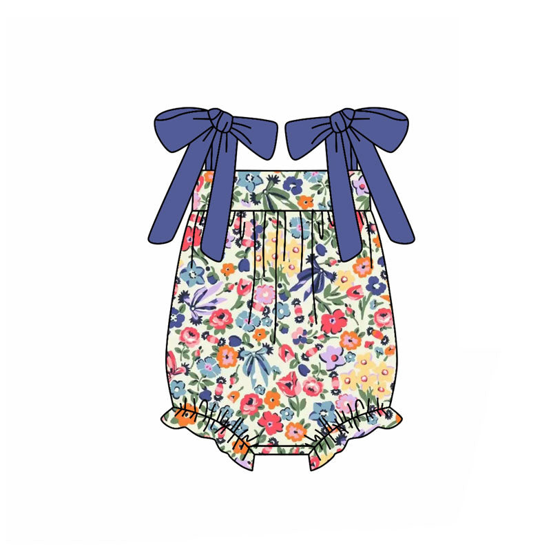 Toddle baby blue pink floral romper wholesale factory price
