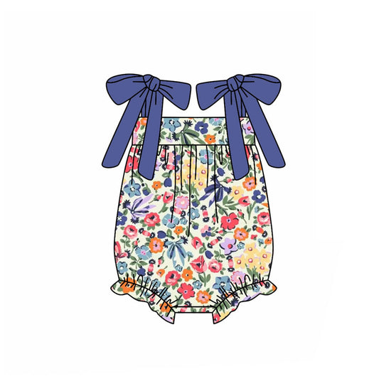 Toddle baby blue pink floral romper wholesale factory price