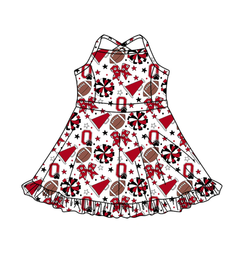 Toddle girls wholesale custom team design Baby Girls Strap Stars Bows Yoga Ruffle Knee Length Dresses Activity Wear Cute Kids Clothing