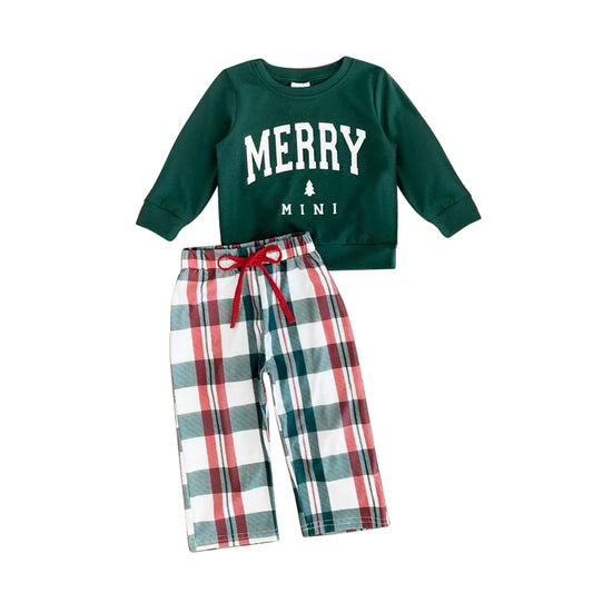 Christmas merry baby boy matching clothing set