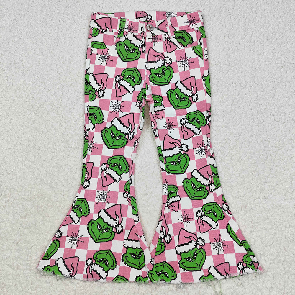 baby girls christmas green face jeans bell bottoms