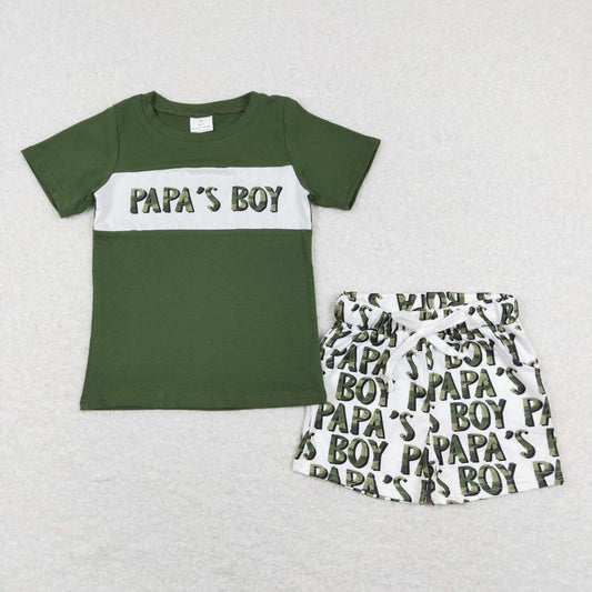 papas boy fathers day short outfit