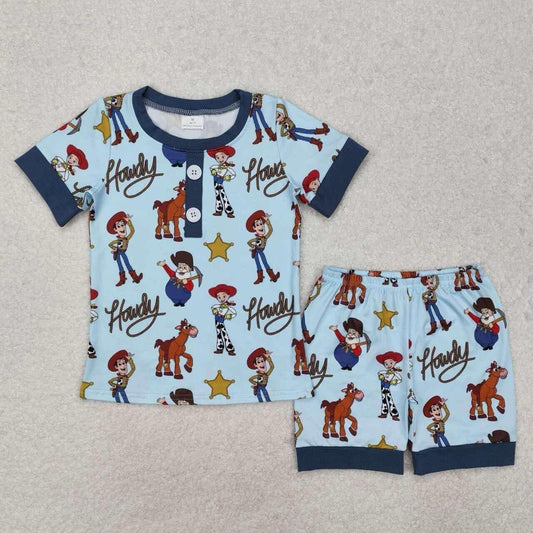 Baby boy cartoon story western short sleeve outfit