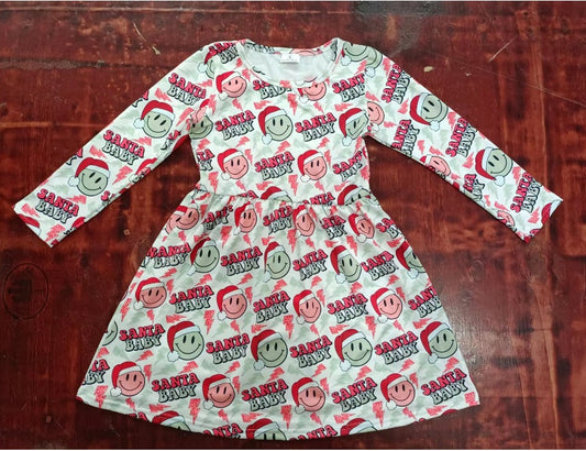 wholesale price Santa baby Christmas holiday dress, moq 3