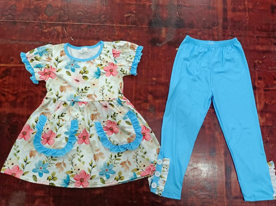 baby girls summer floral boutique clothes set, moq 3