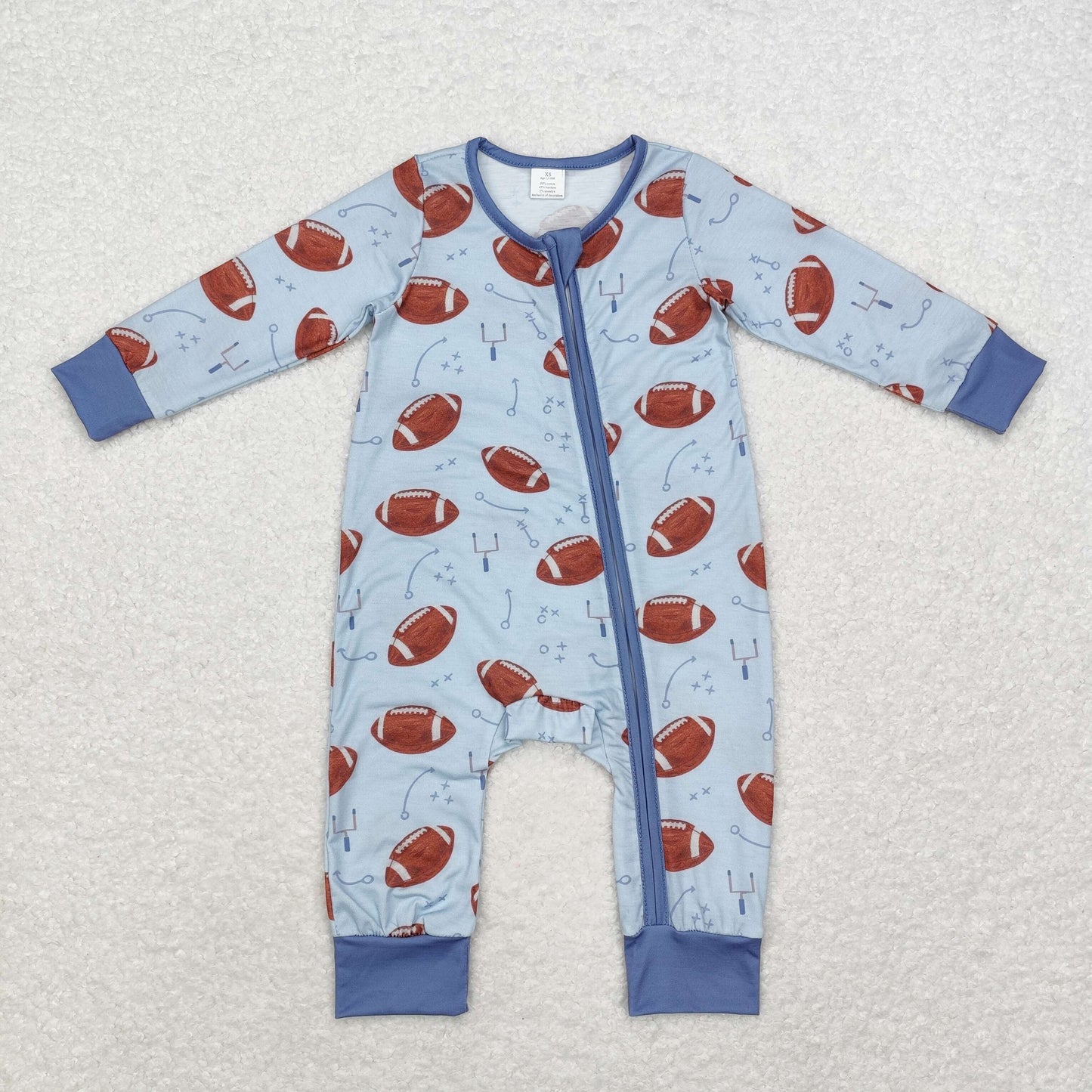 Toddle baby boy football game day matching bamboo pajama set