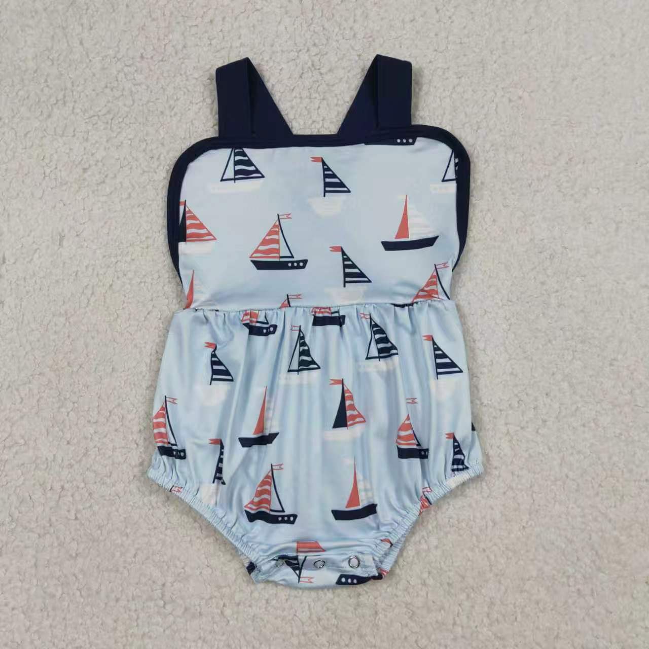 Sailboat top matching shorts boy summer outfit