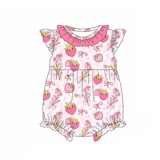 Strawberry design kids short sleeve boutique romper
