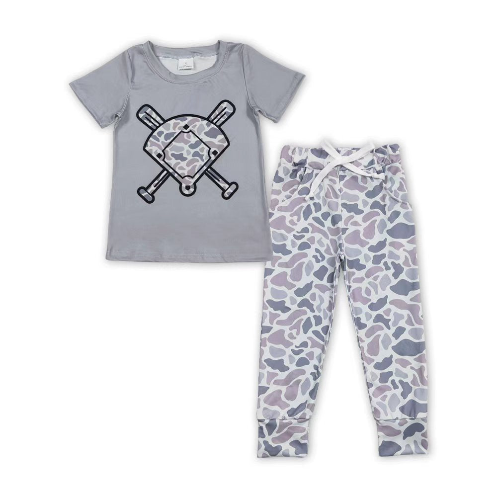 Baseball camo top matching pants kids boy outfit