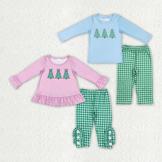 Sister Brother Christmas tree tunic top matching pants fall winter clothes