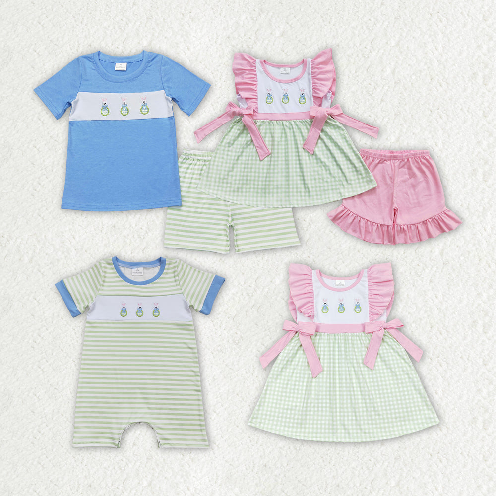 Embroidery Easter bunny sister brother matching outfit