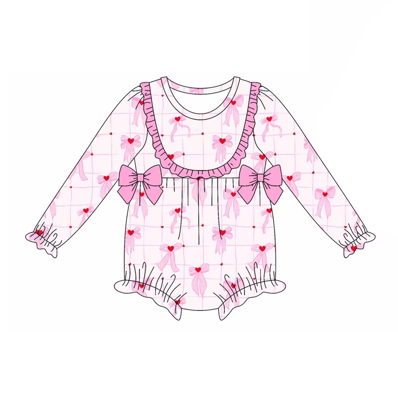 Toddle kids pink bow long sleeve outfit