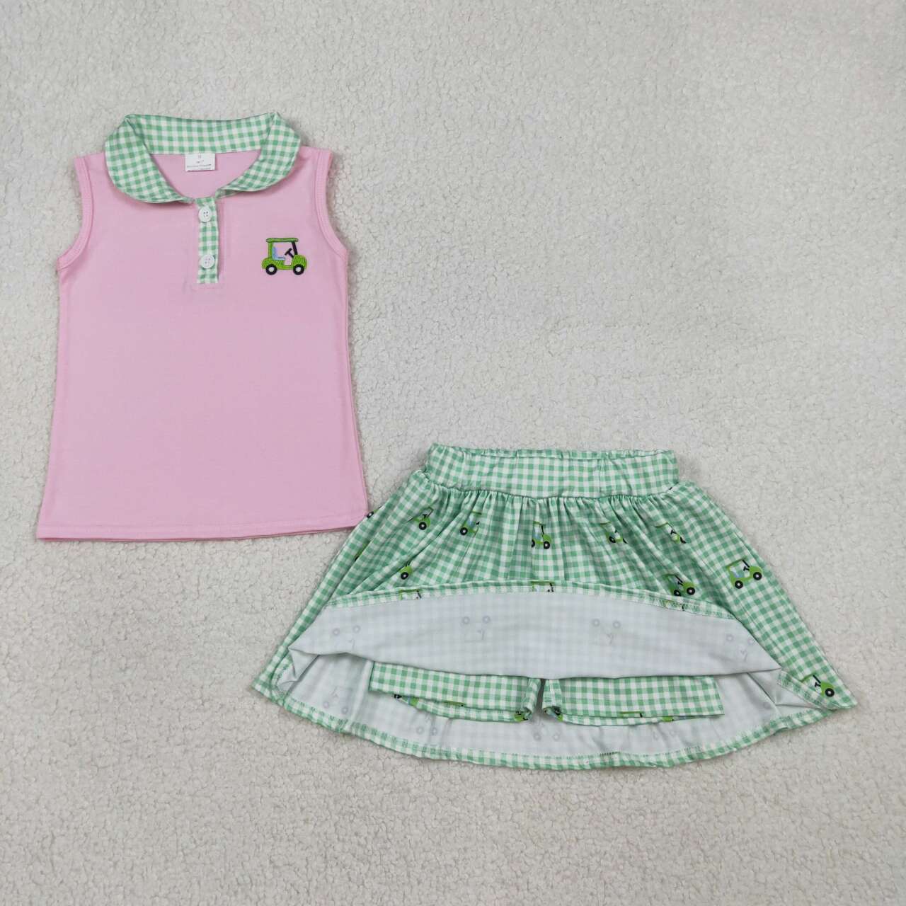Embroidery Golf top matching shorts girls summer skirt outfit