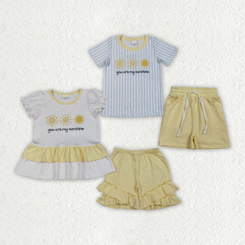 Sunshine top matching shorts girls summer outfit