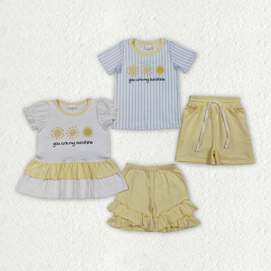 Sunshine top matching shorts girls summer outfit
