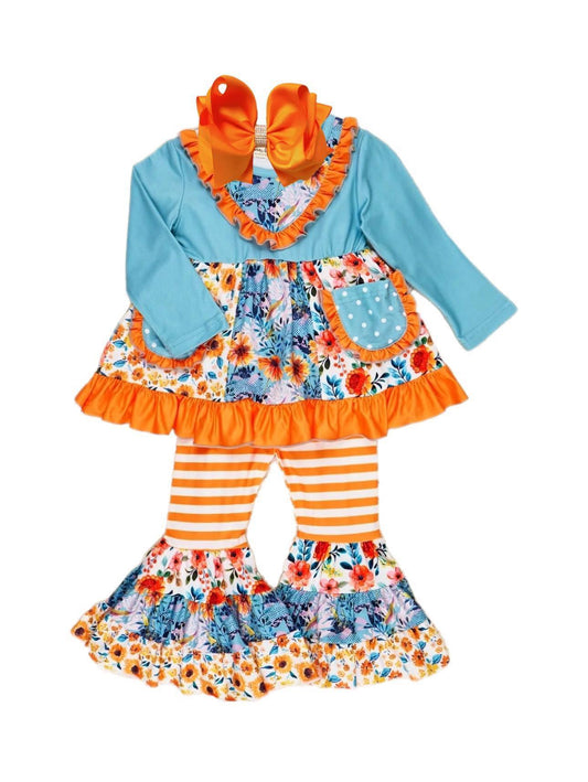 baby girls long sleeve fall design boutique clothing set