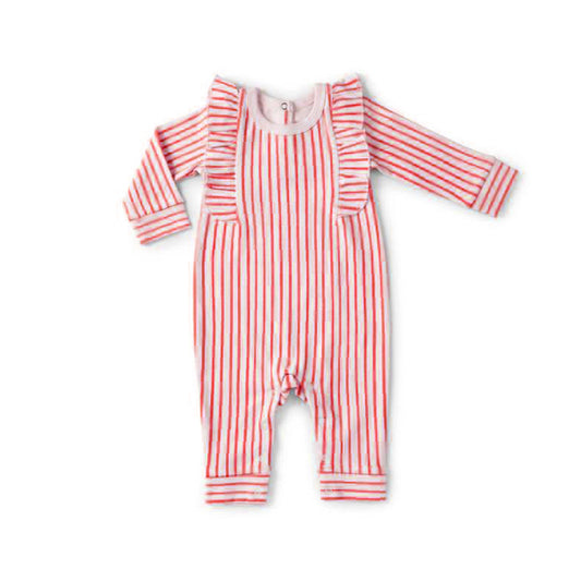 baby girls red stripes long sleeve romper