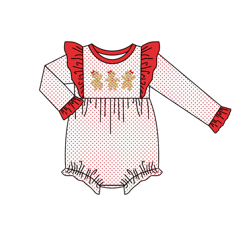 baby girl christmas gingerbread design fall winter romper