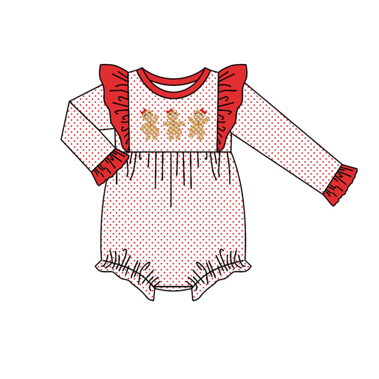 baby girl christmas gingerbread design fall winter romper