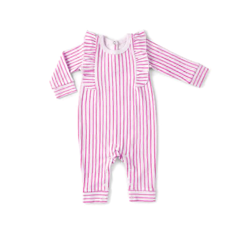 baby girls pink stripes long sleeve romper