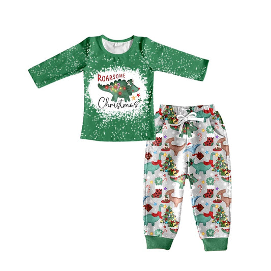 baby boy long sleeve Christmas dinosaur outfit