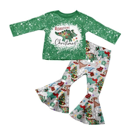 baby  girls long sleeve Christmas dinosaur outfit