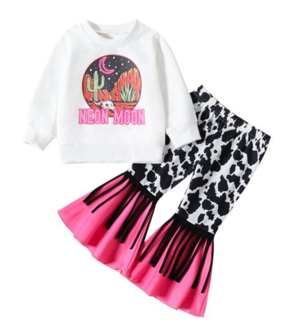 girls cactus moon western clothing set